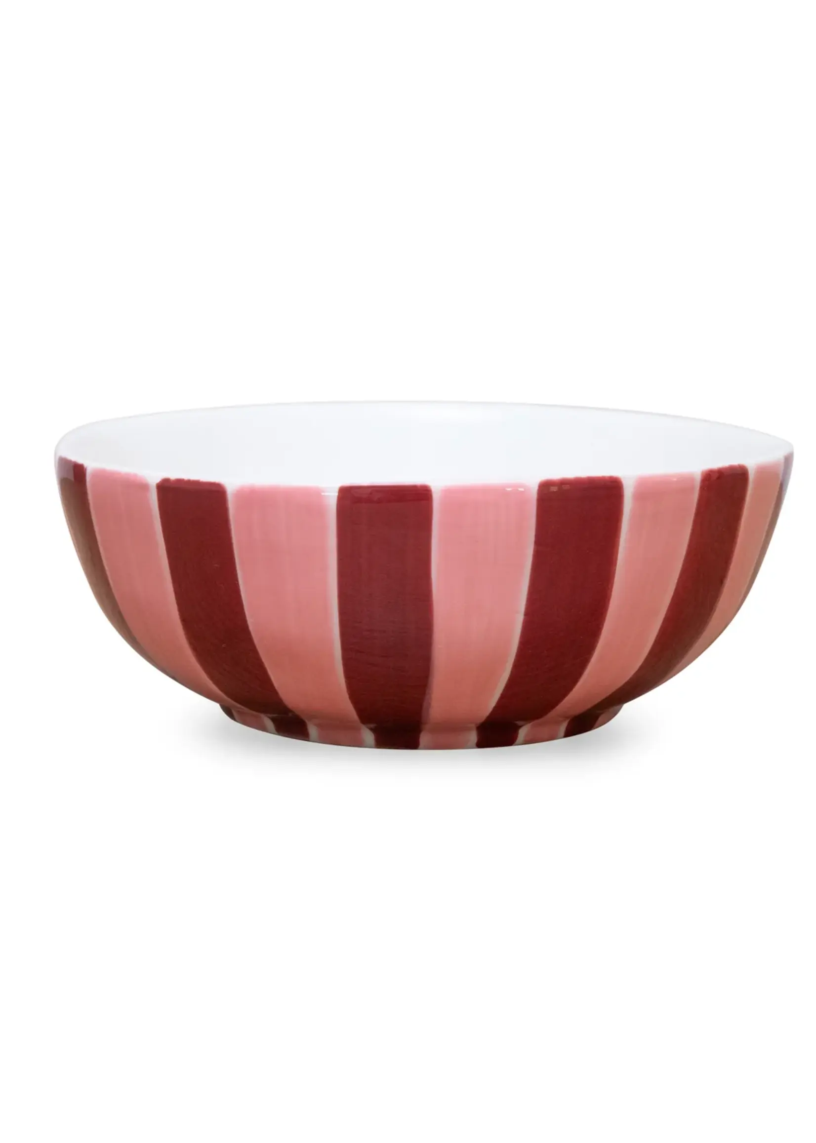 Noss and Co Medium Bowl - Pink and Burgundy Stripe