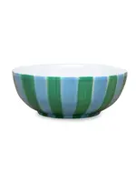 Medium Bowl - Green and Cornflower Stripe