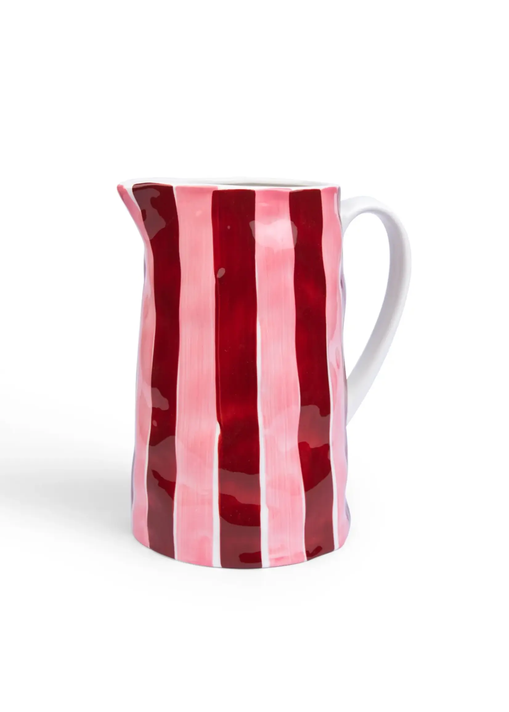 Noss and Co Medium Jug - Burgundy and Pink Stripe