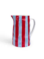 Noss and Co Medium Jug - Cornflower Blue and Red Stripe