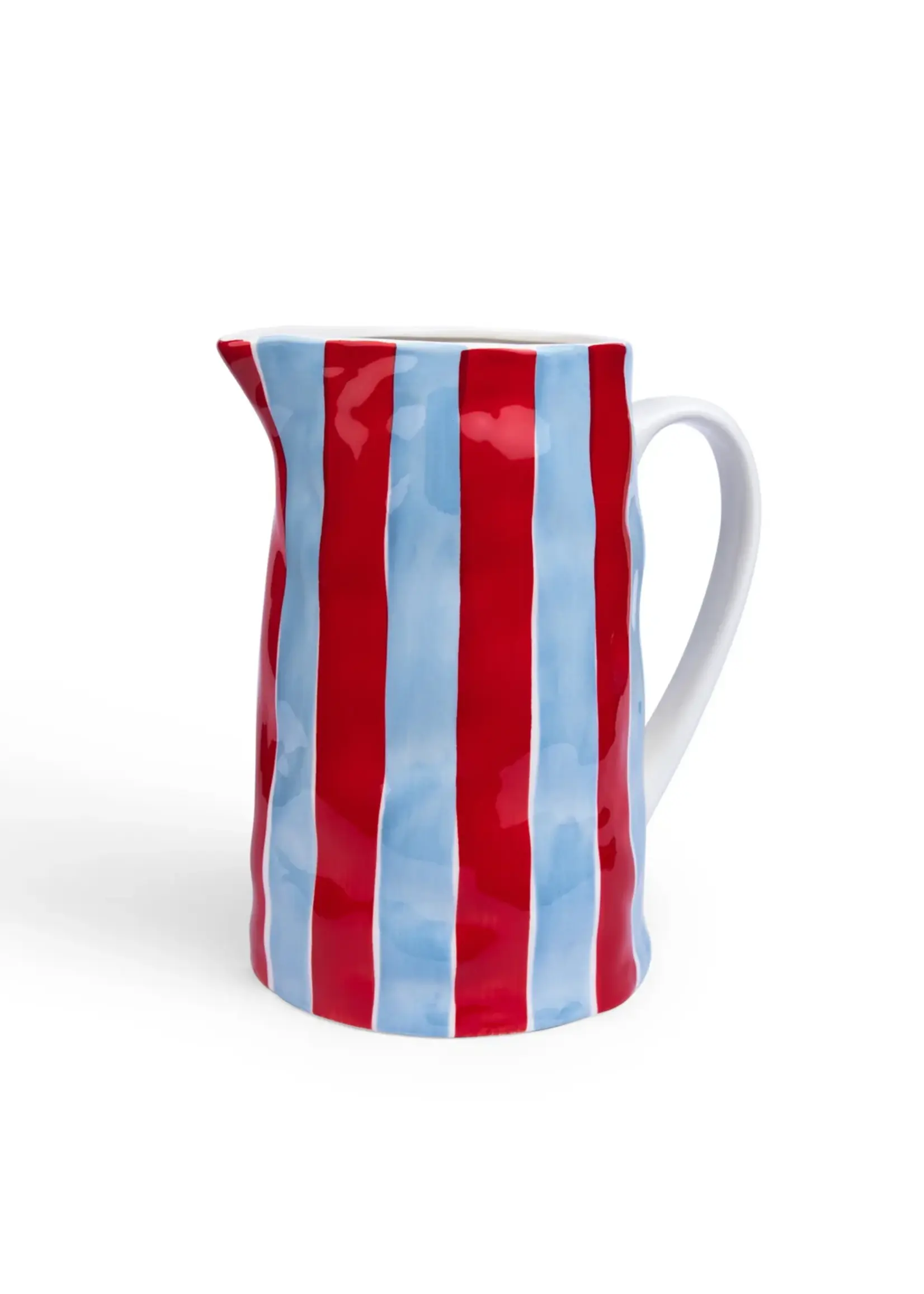 Noss and Co Medium Jug - Cornflower Blue and Red Stripe