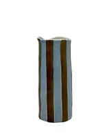 Noss and Co Medium Vase - Cornflower Blue & Brown Stripe
