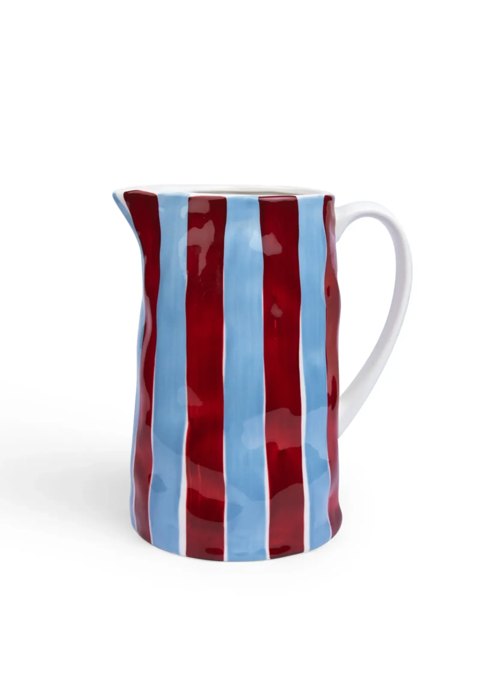 Noss and Co Medium Jug - Burgundy and Blue Stripe