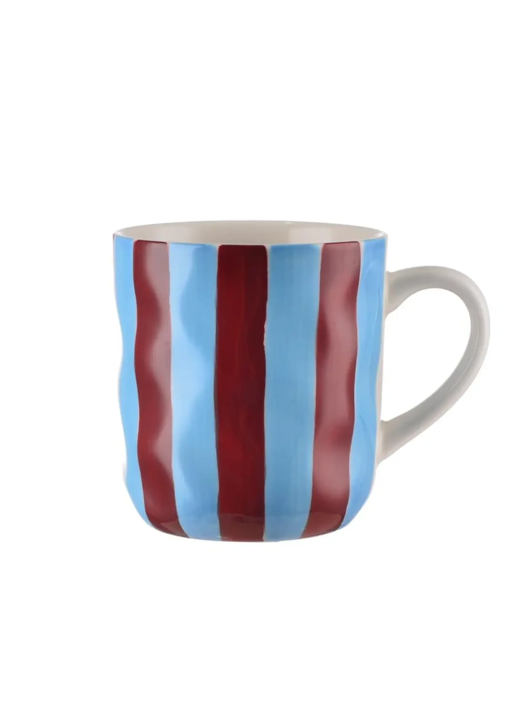 Mug - Cornflower Blue and Burgundy Stripe