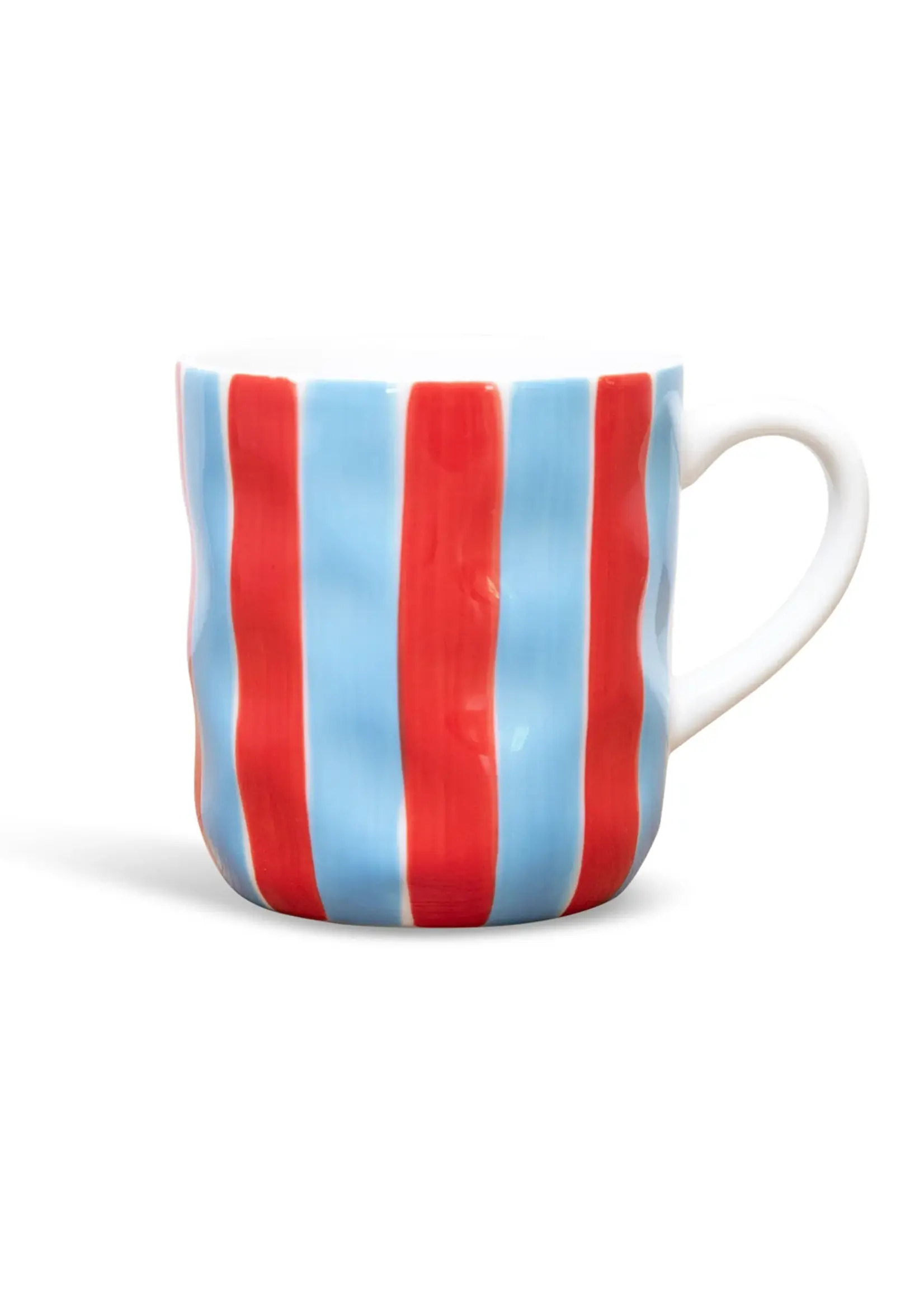 Mug - Cornflower Blue and Red Stripe
