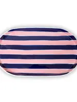 Noss and Co Oval Platter - Pink & Navy Stripes