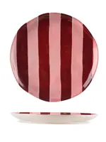Noss and Co Side Plate - Pink & Burgundy Stripe