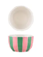 Noss and Co Small Bowl - Pink and Green Stripe