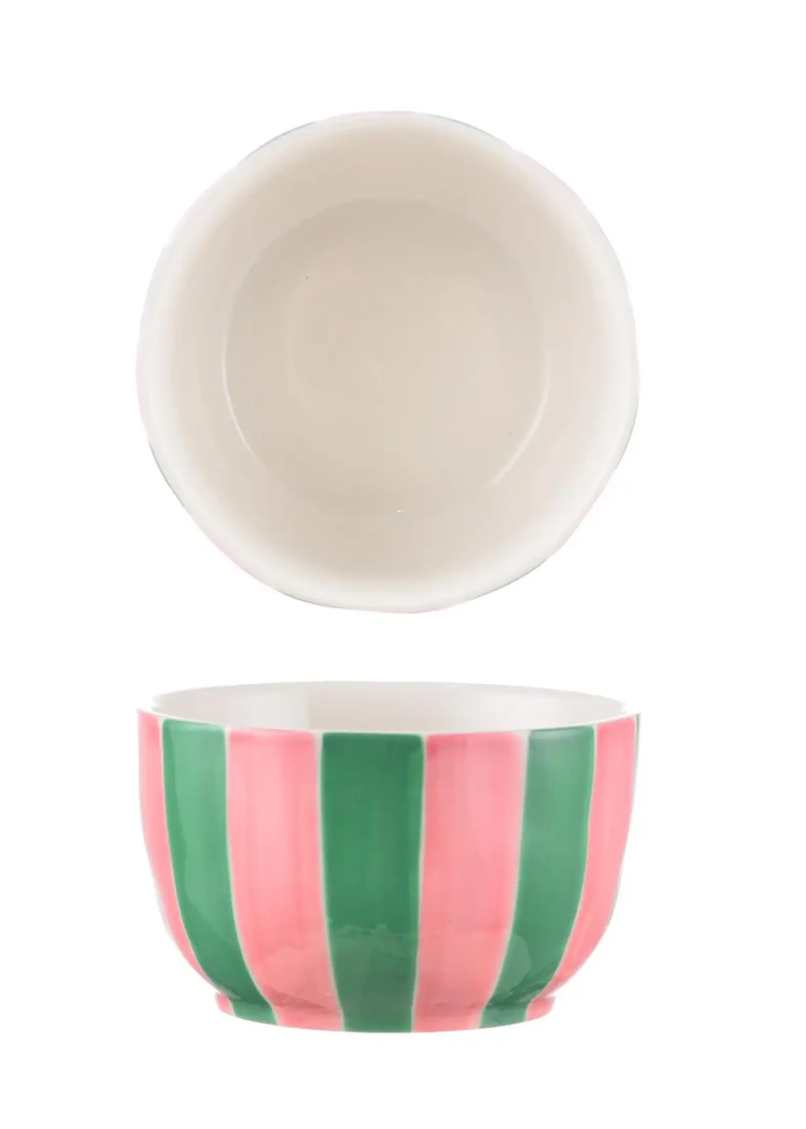 Noss and Co Small Bowl - Pink and Green Stripe