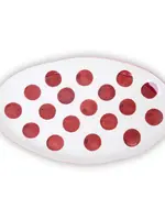 Small Oval Platter - Pink Rim and Burgundy Dots