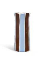 Noss and Co Small Vase - Cornflower Blue & Brown Stripe