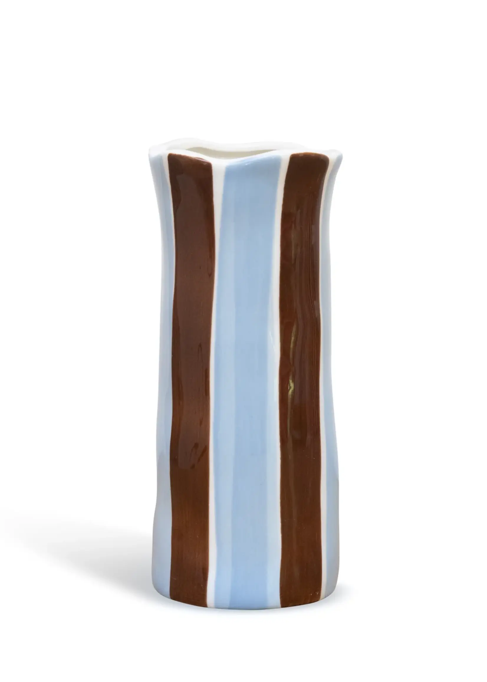 Noss and Co Small Vase - Cornflower Blue & Brown Stripe