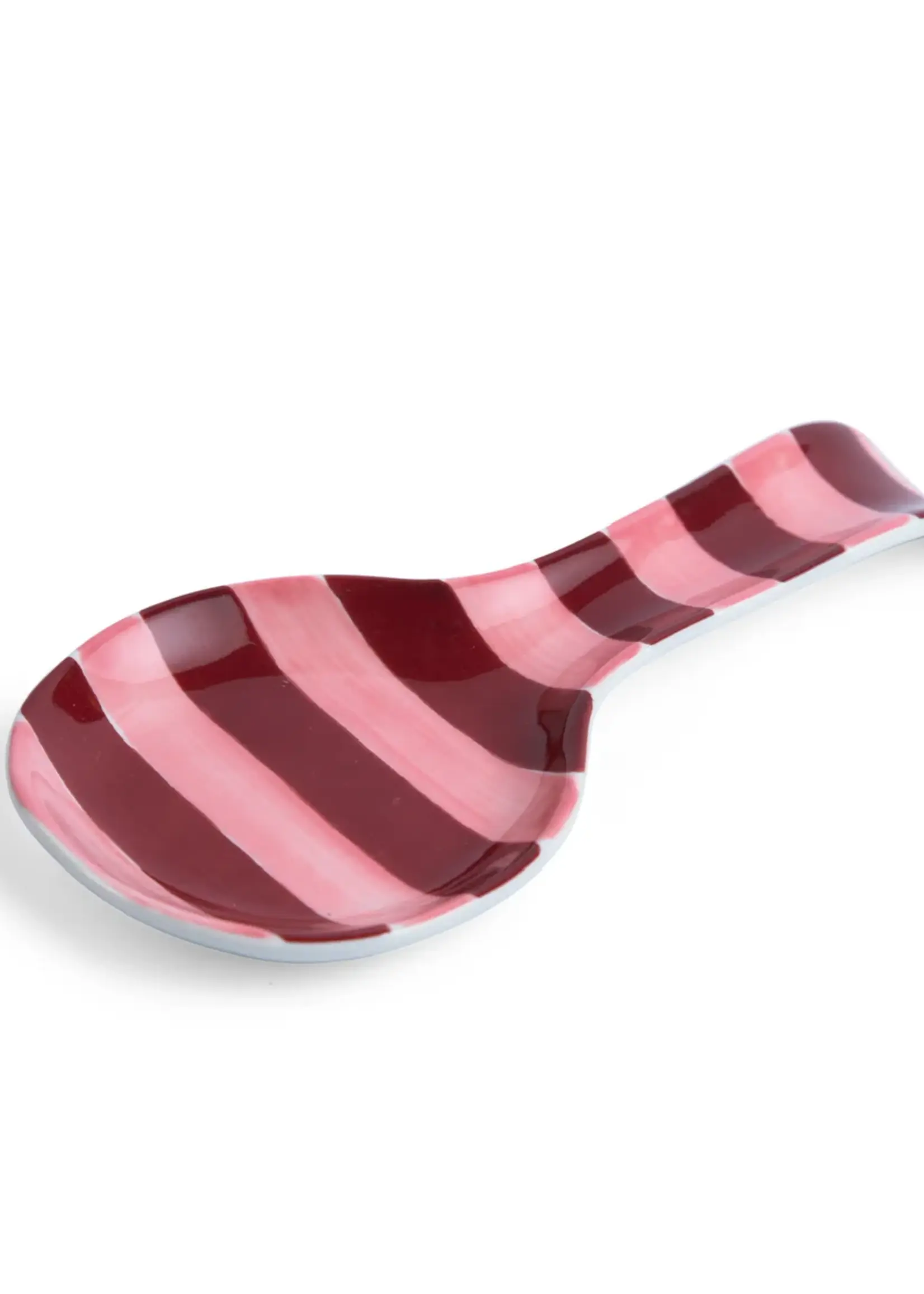 Noss and Co Spoon Rest - Pink and Burgundy Stripe