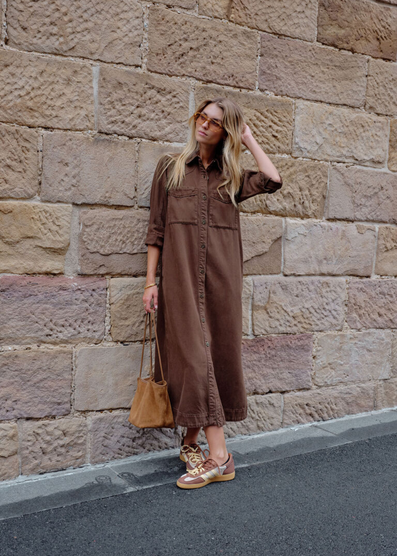 Ceres Life Rae Long Sleeve Midi Dress