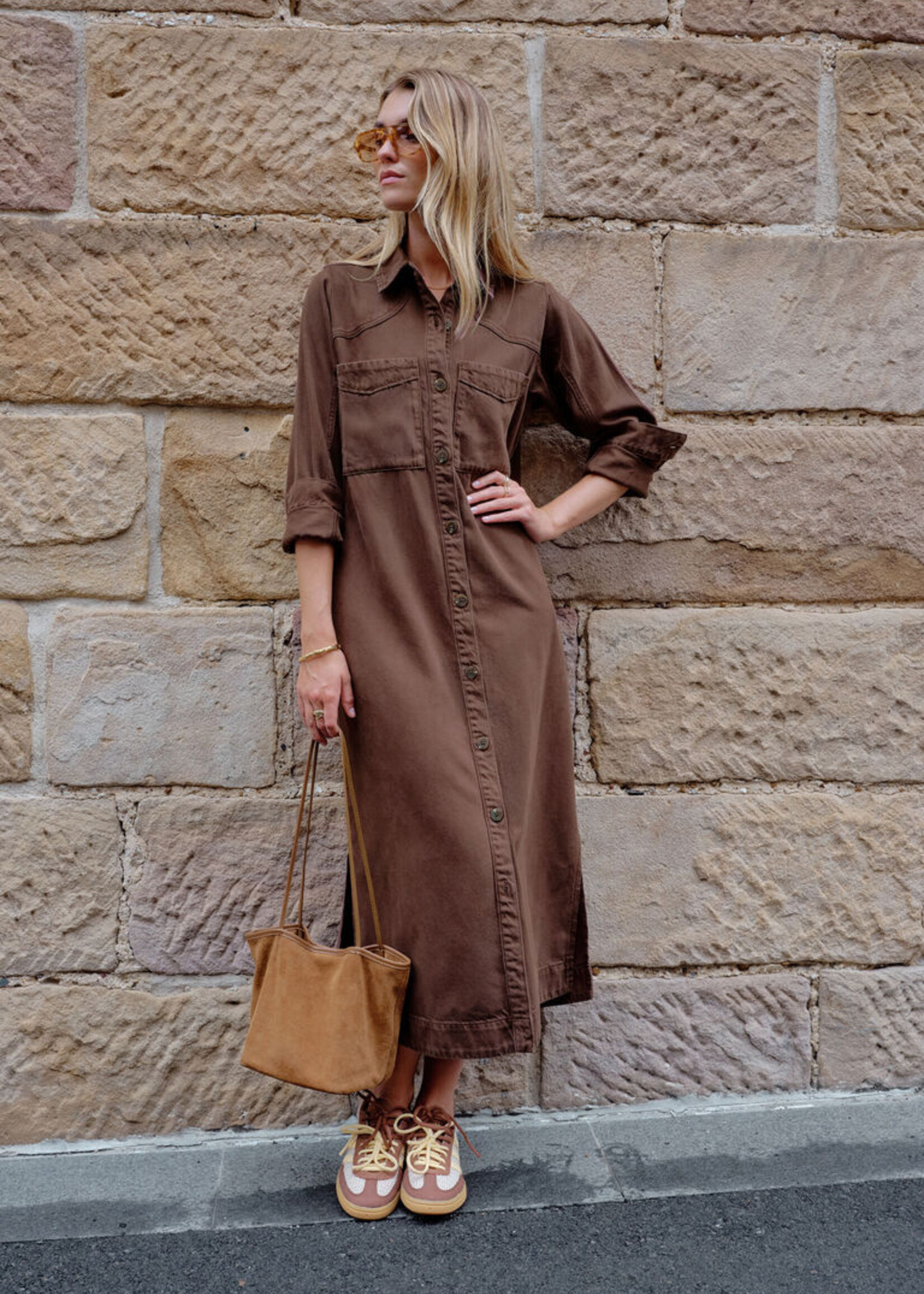 Ceres Life Rae Long Sleeve Midi Dress