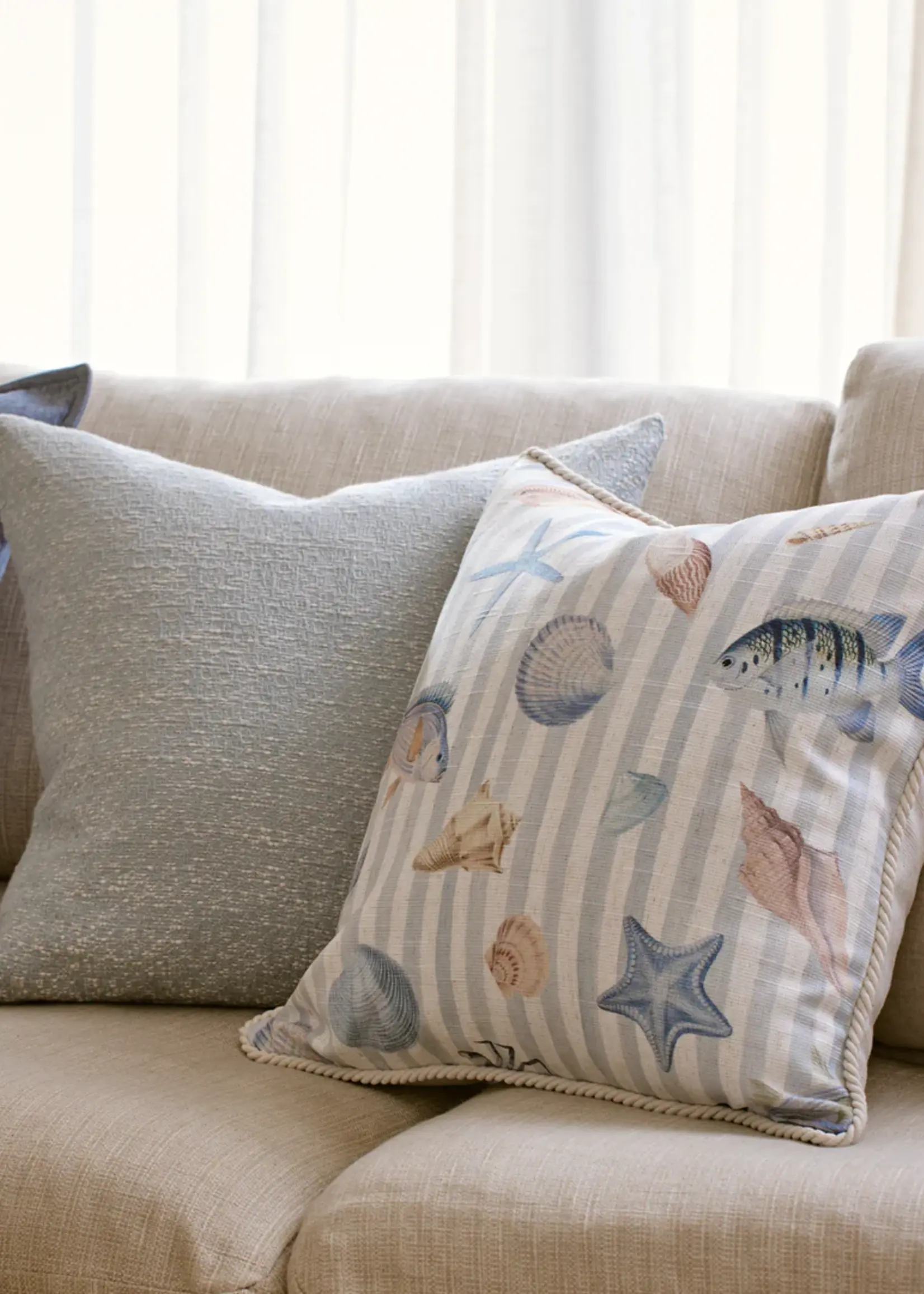 Madras Reef Stripe Cushion 50cm