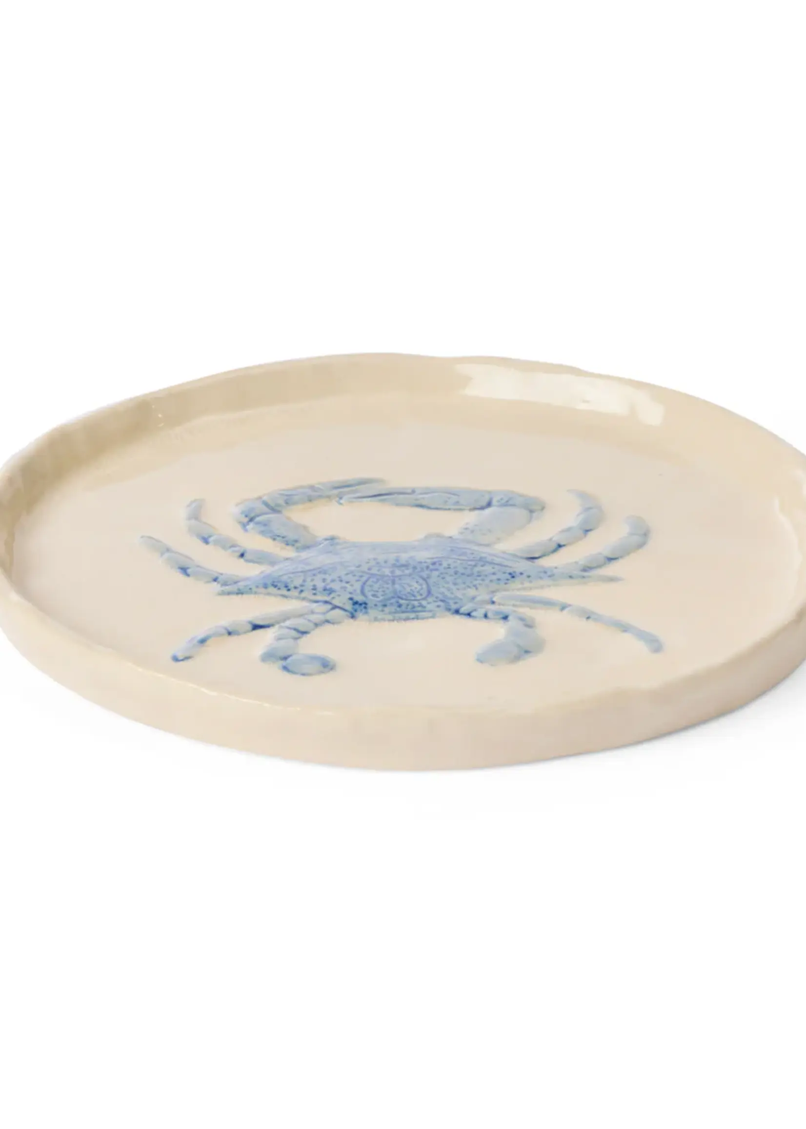 Crab Blue Glazed Plate 18cm