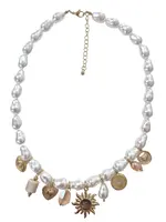 Zoda Pearl Charm Necklace Sun