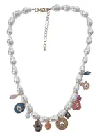 Zoda Pearl Charm Necklace Sun Blue/Red