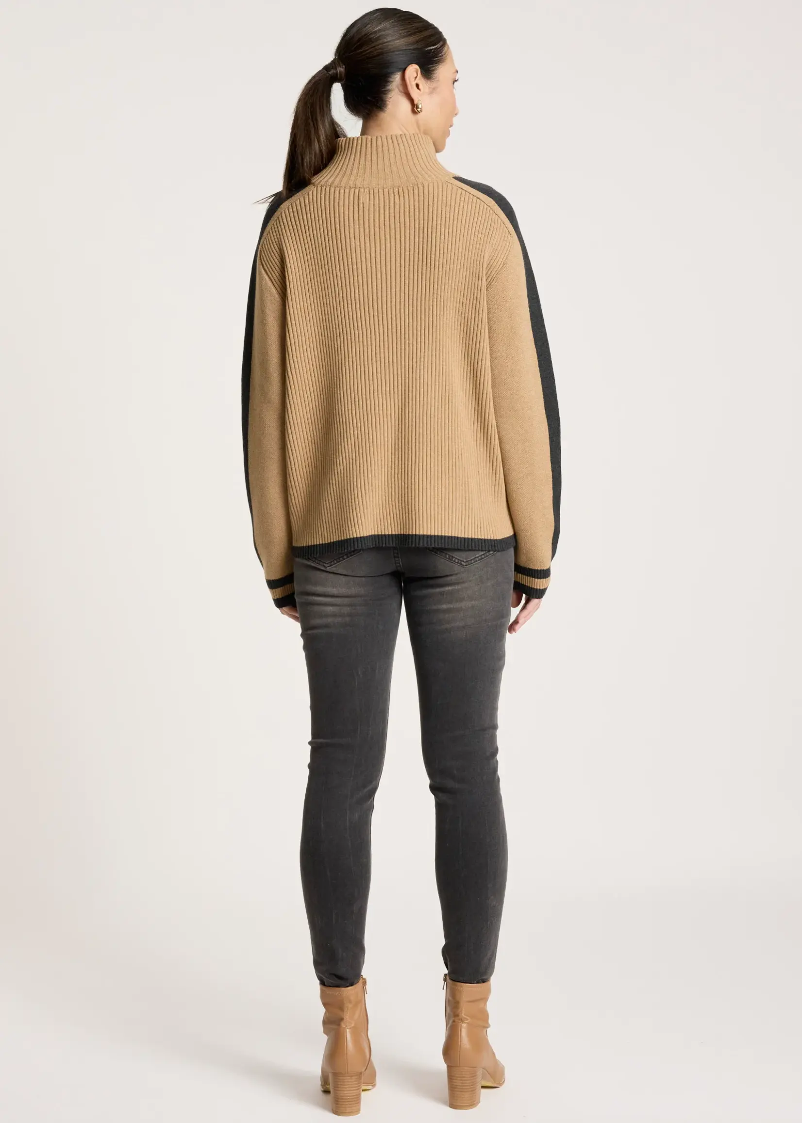 EB & Ive Liora Zip Jumper  Mocha/Char