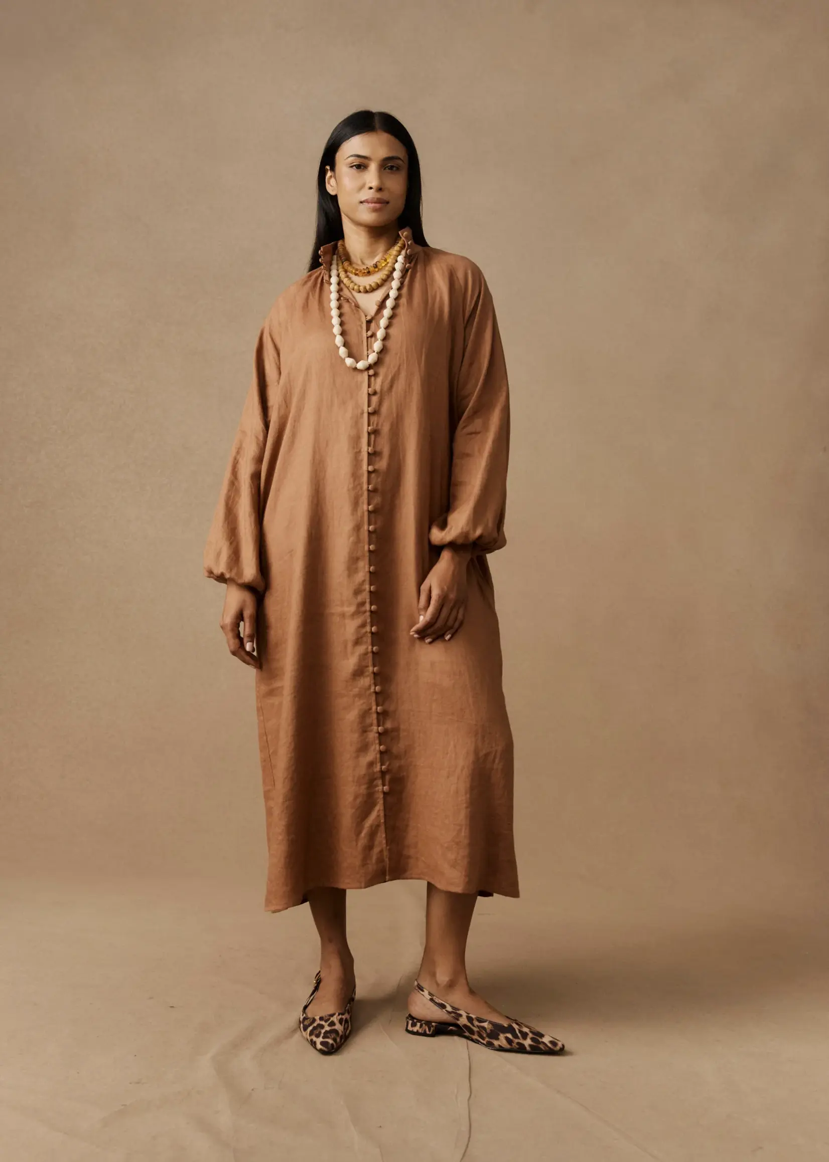 EB & Ive Bajau Button Dress - Clay