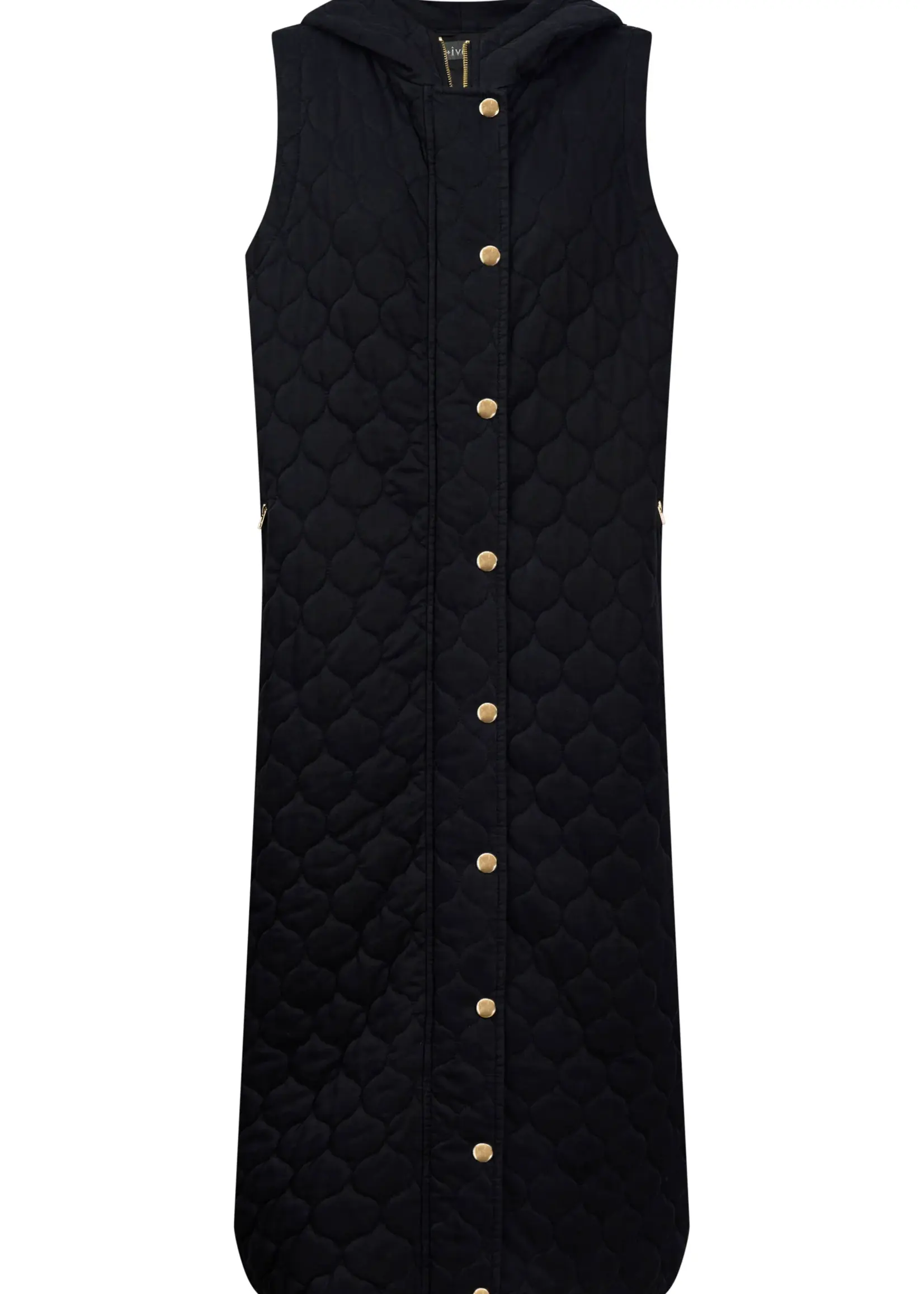 EB & Ive Sansi Quilted Long Vest - Black
