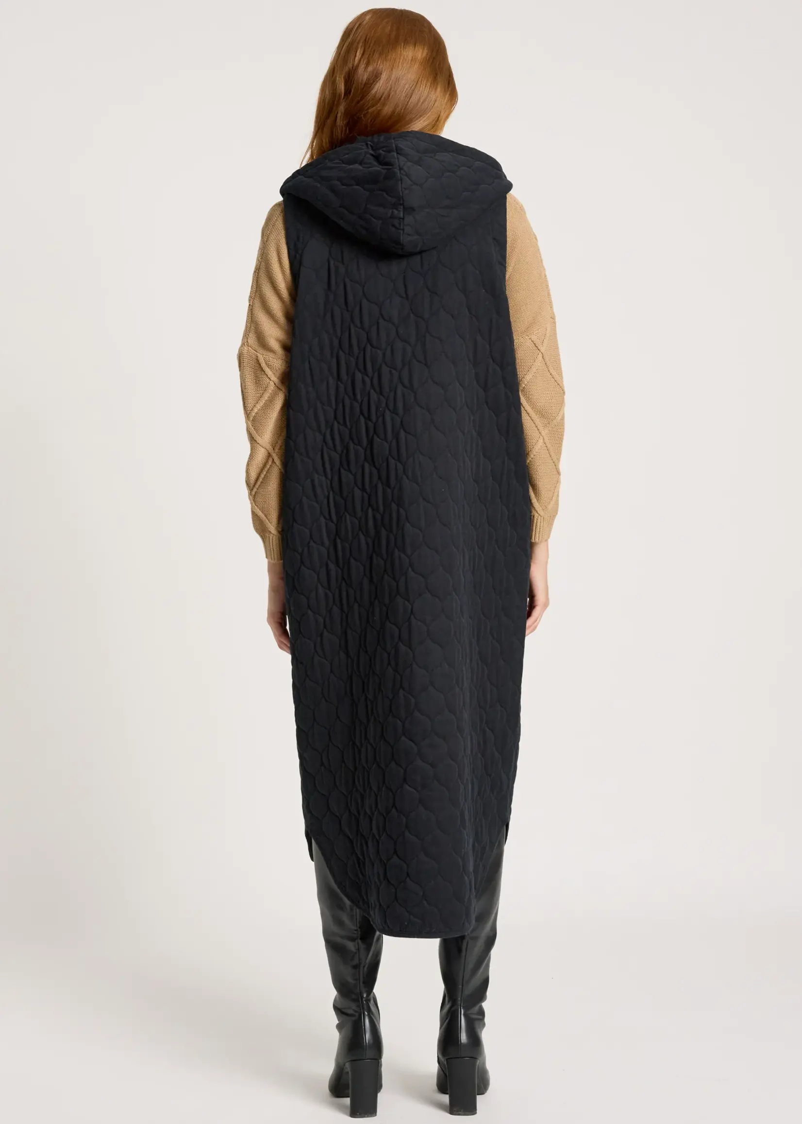 EB & Ive Sansi Quilted Long Vest - Black