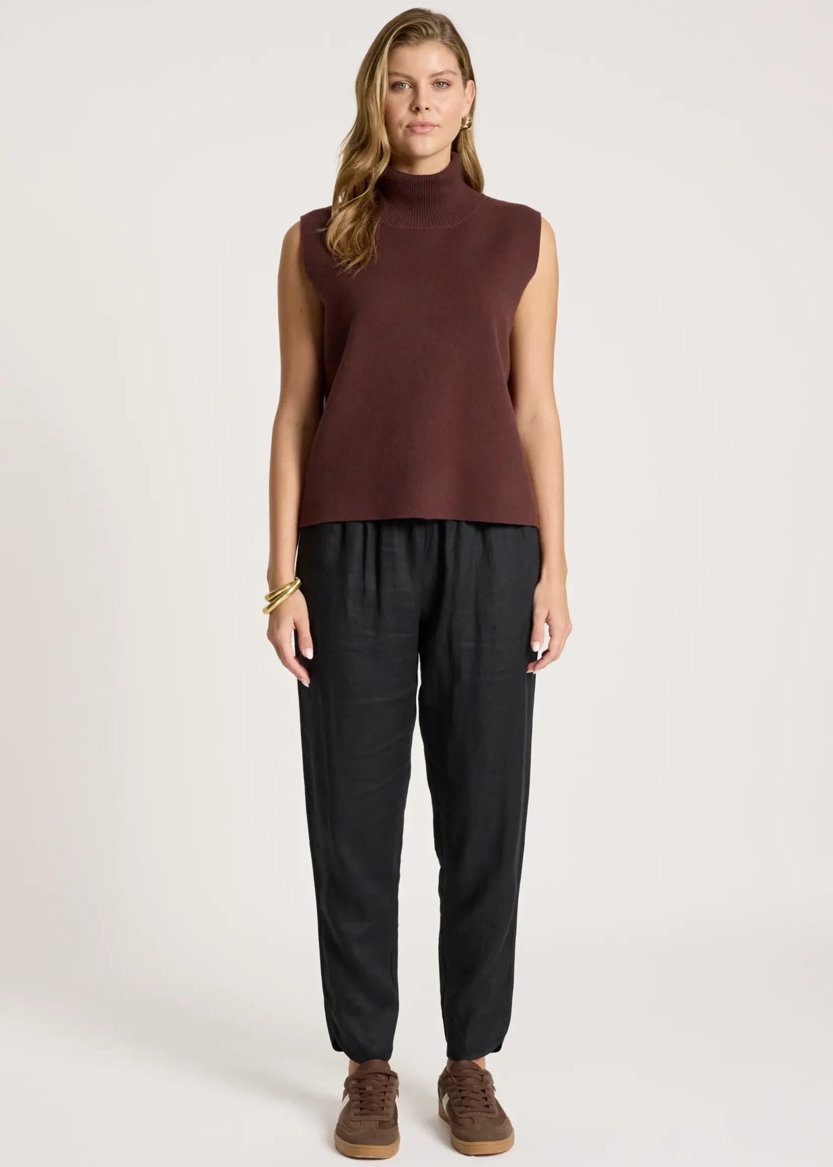 EB & Ive Zala Knit Vest - Mahogany