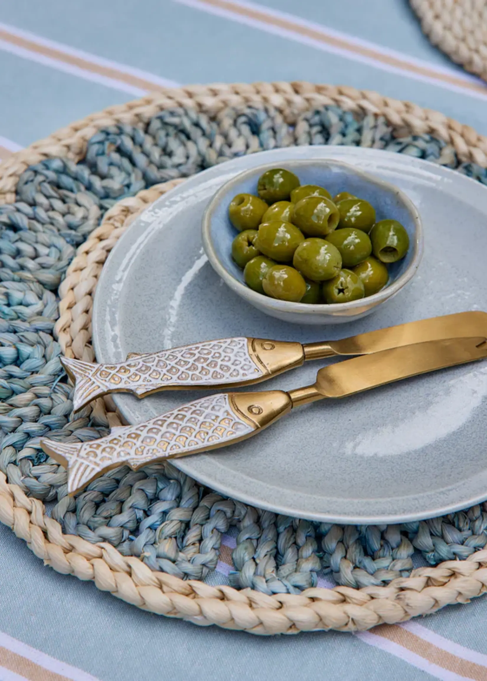 Seychelles Brass Fish Cheese Knife Set