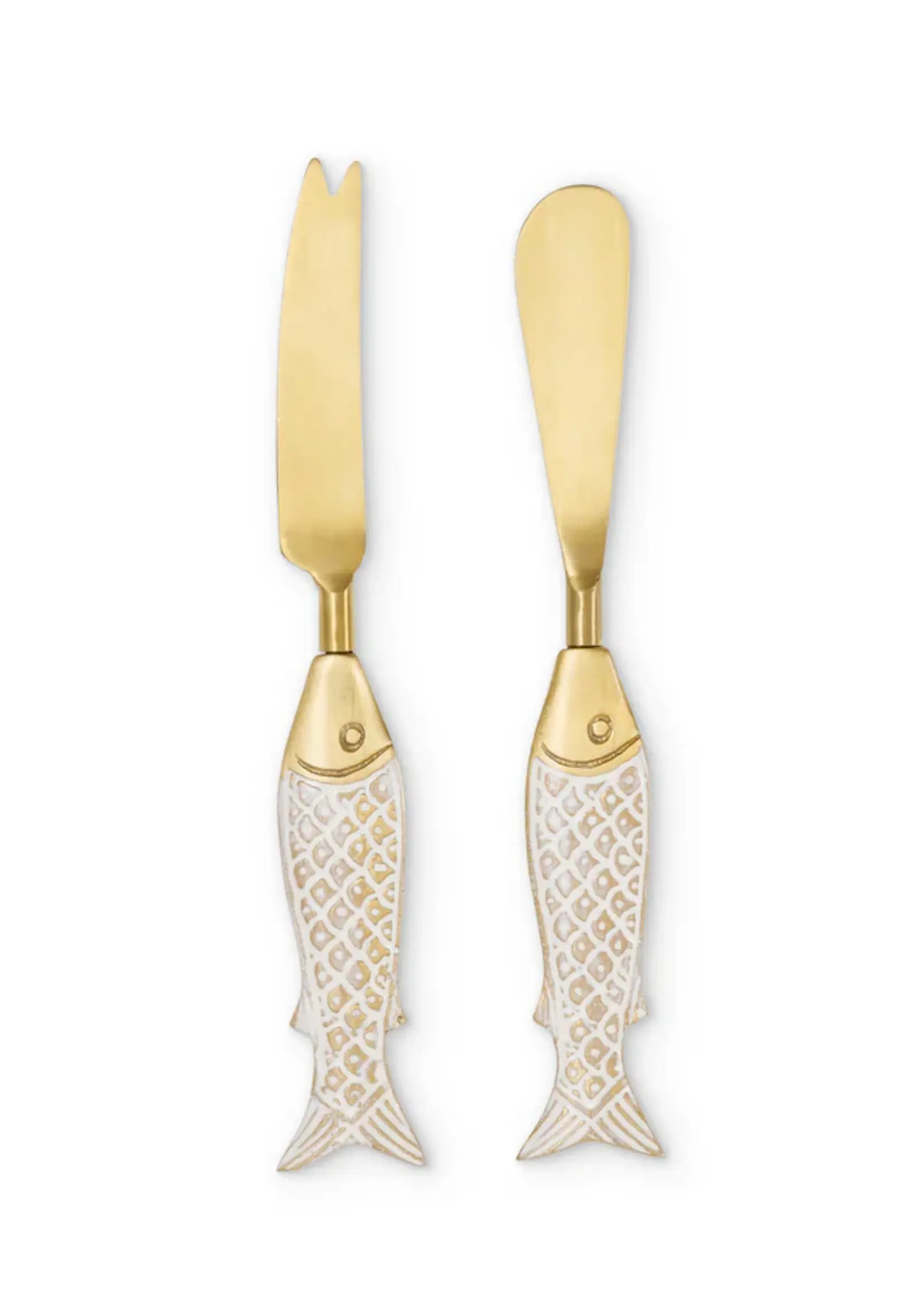 Seychelles Brass Fish Cheese Knife Set