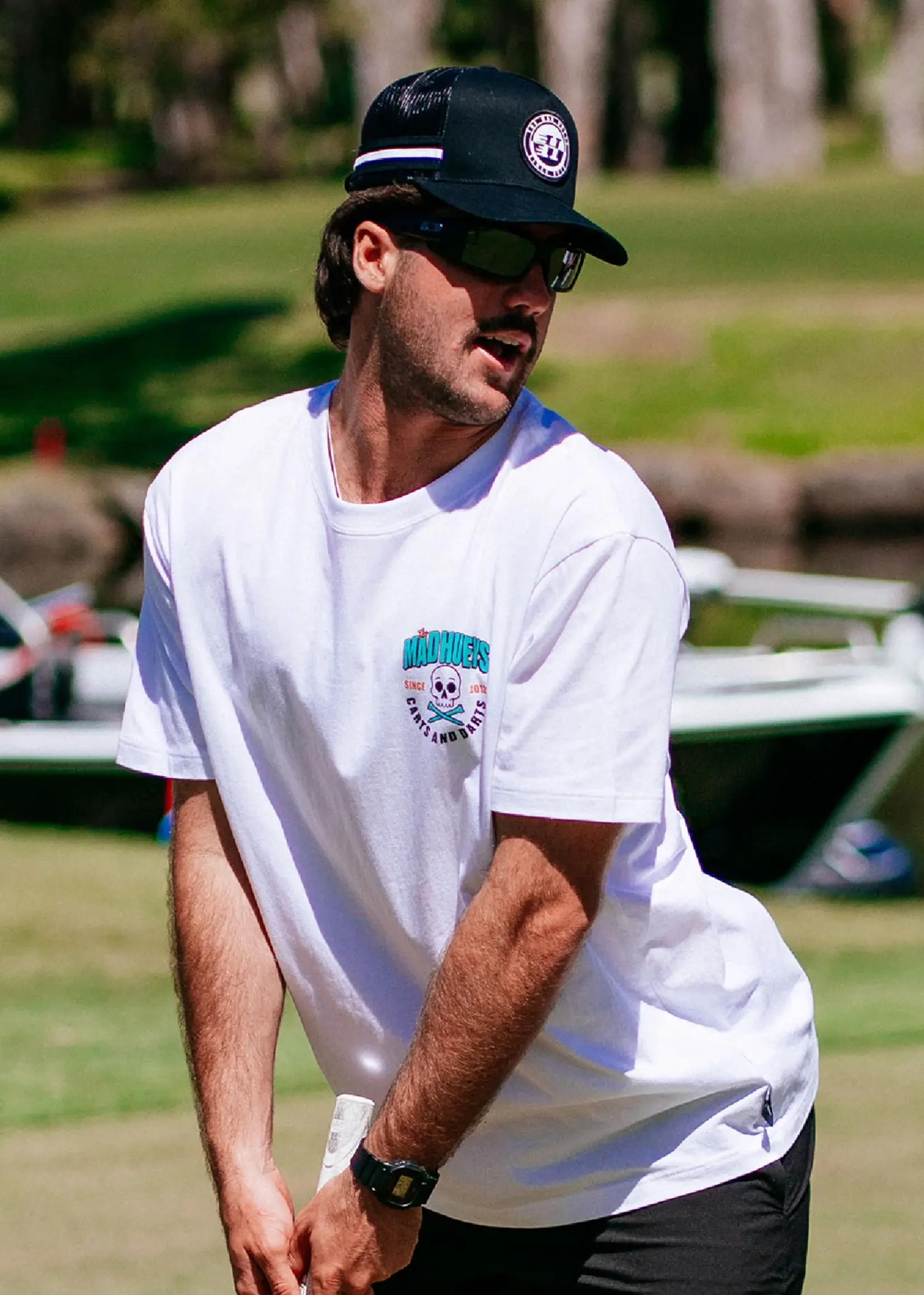 Mad Hueys Carts and Darts SS Tee - White