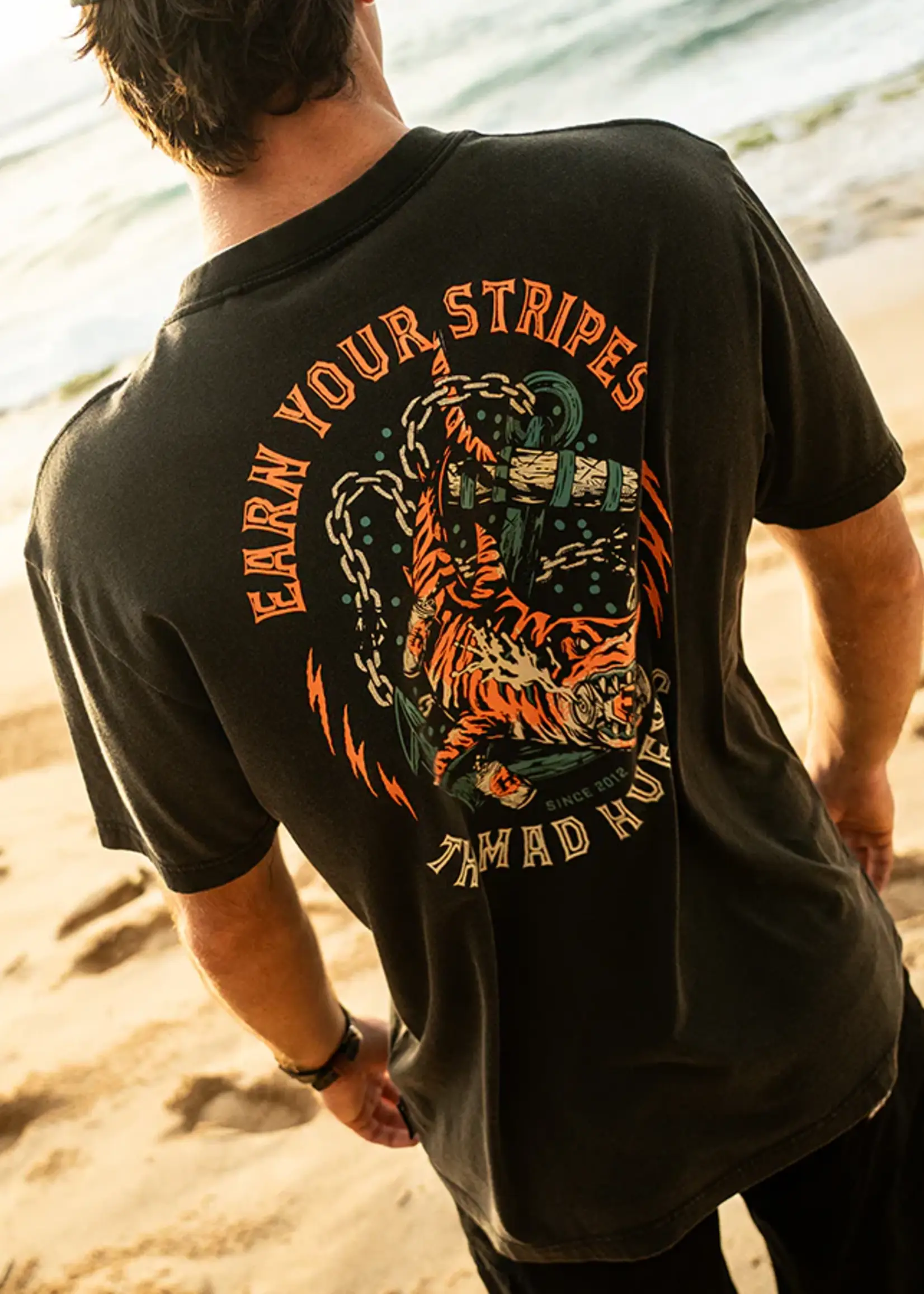 Mad Hueys Earn Stripes SS Tee - Washed Black