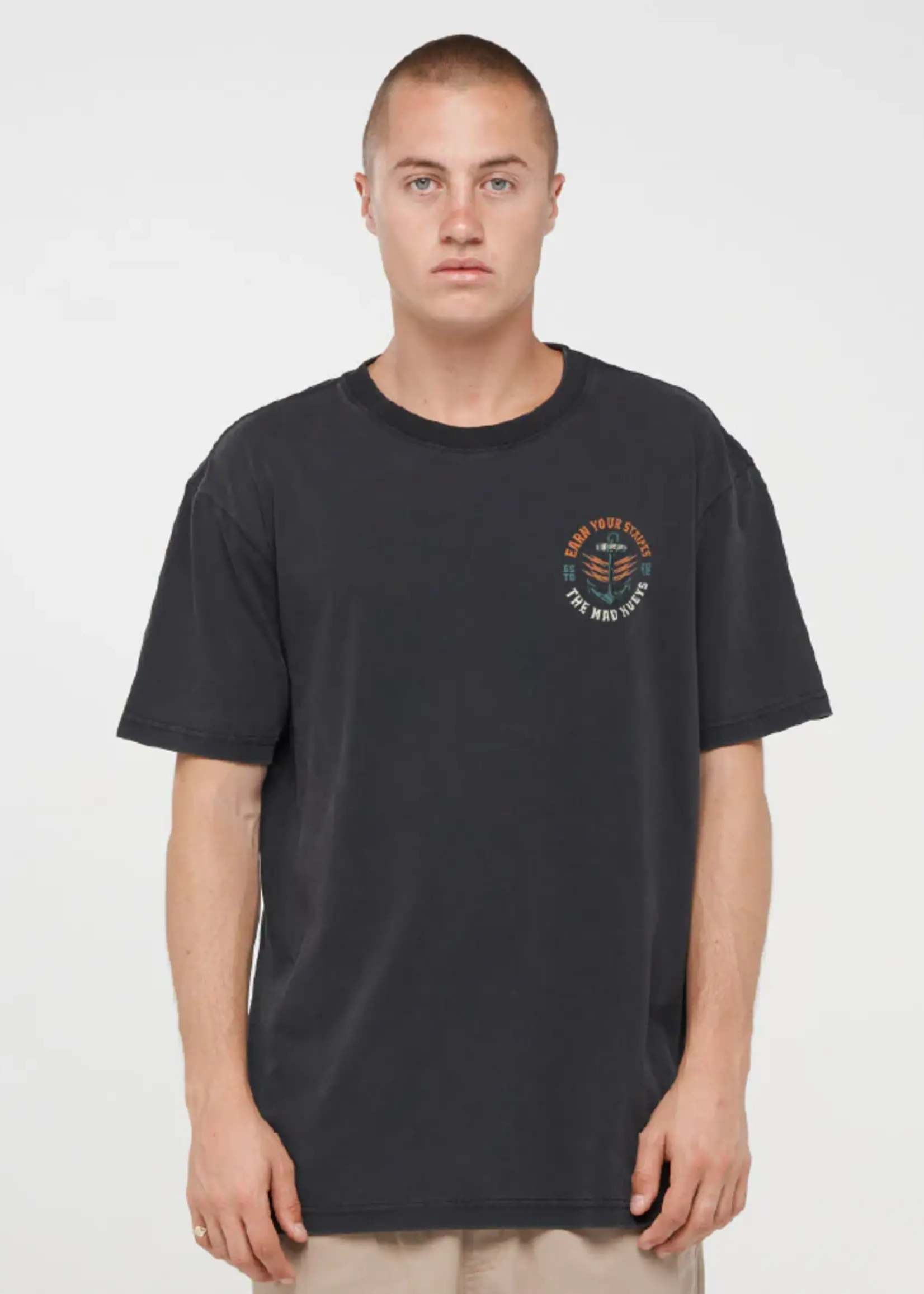 Mad Hueys Earn Stripes SS Tee - Washed Black