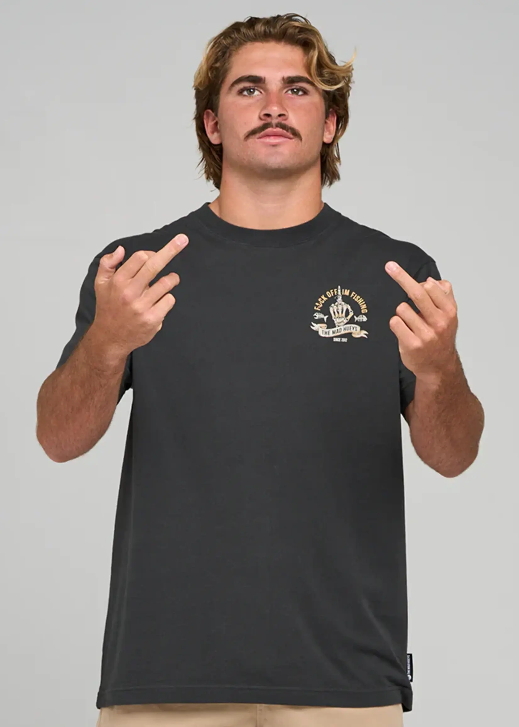 Mad Hueys FK Off Fish SS Tee - Vintage Black