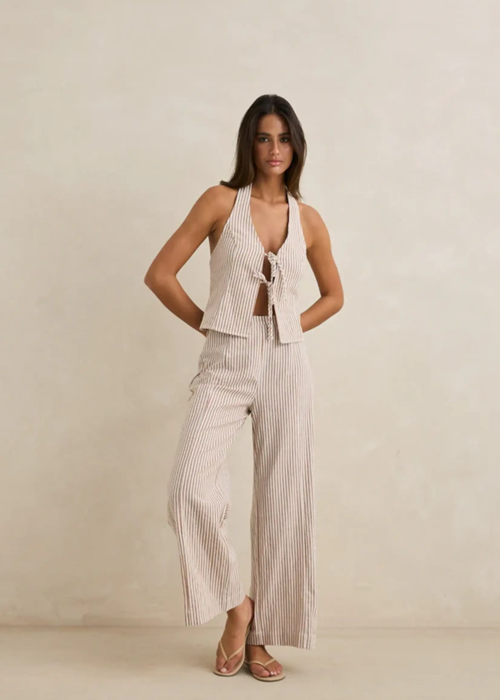 Rhythm Louise Wide Leg Pant - Tan