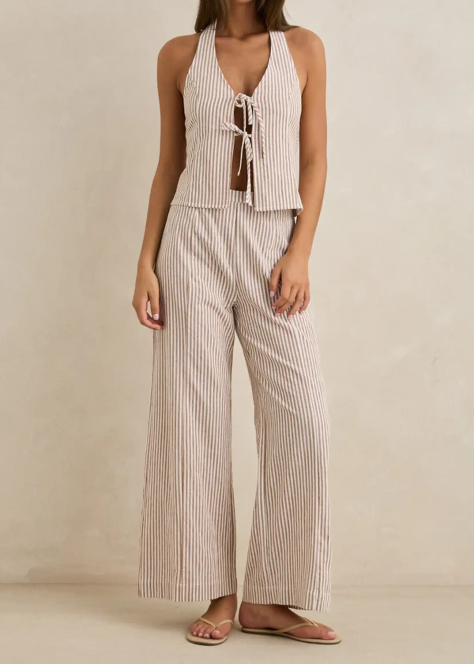 Rhythm Louise Wide Leg Pant - Tan