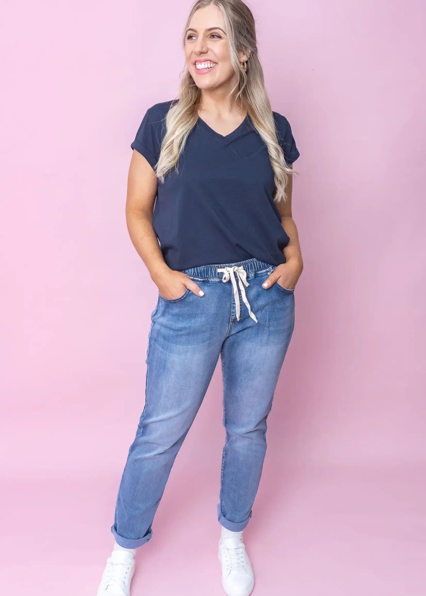Foxwood Juliette Jogger Jean -  Light Blue Denim