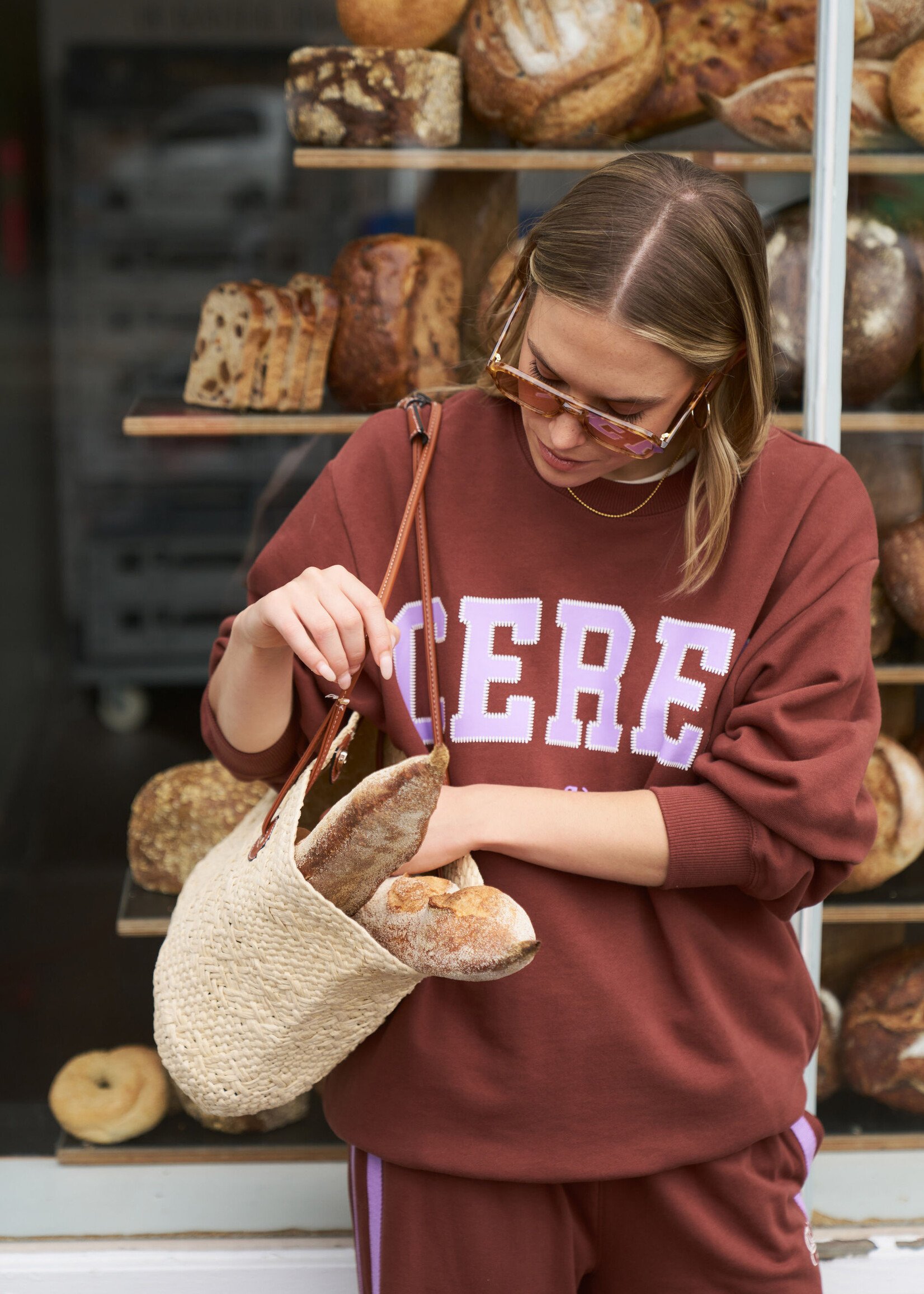 Ceres Life Isla Oversized Slouchy Crew/Burnt Toffee Orchid Heritage Logo