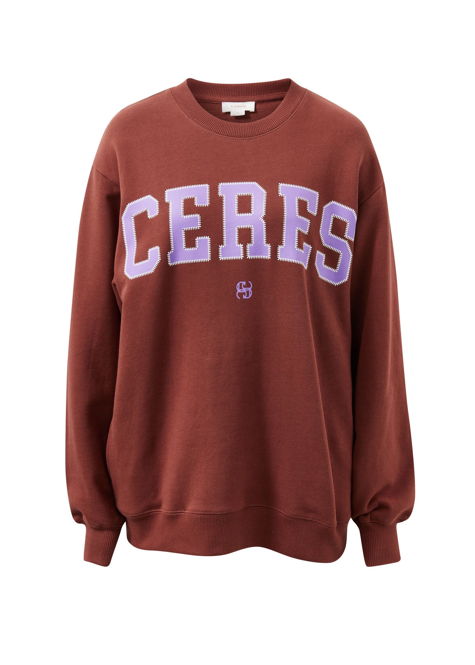 Ceres Life Isla Oversized Slouchy Crew/Burnt Toffee Orchid Heritage Logo