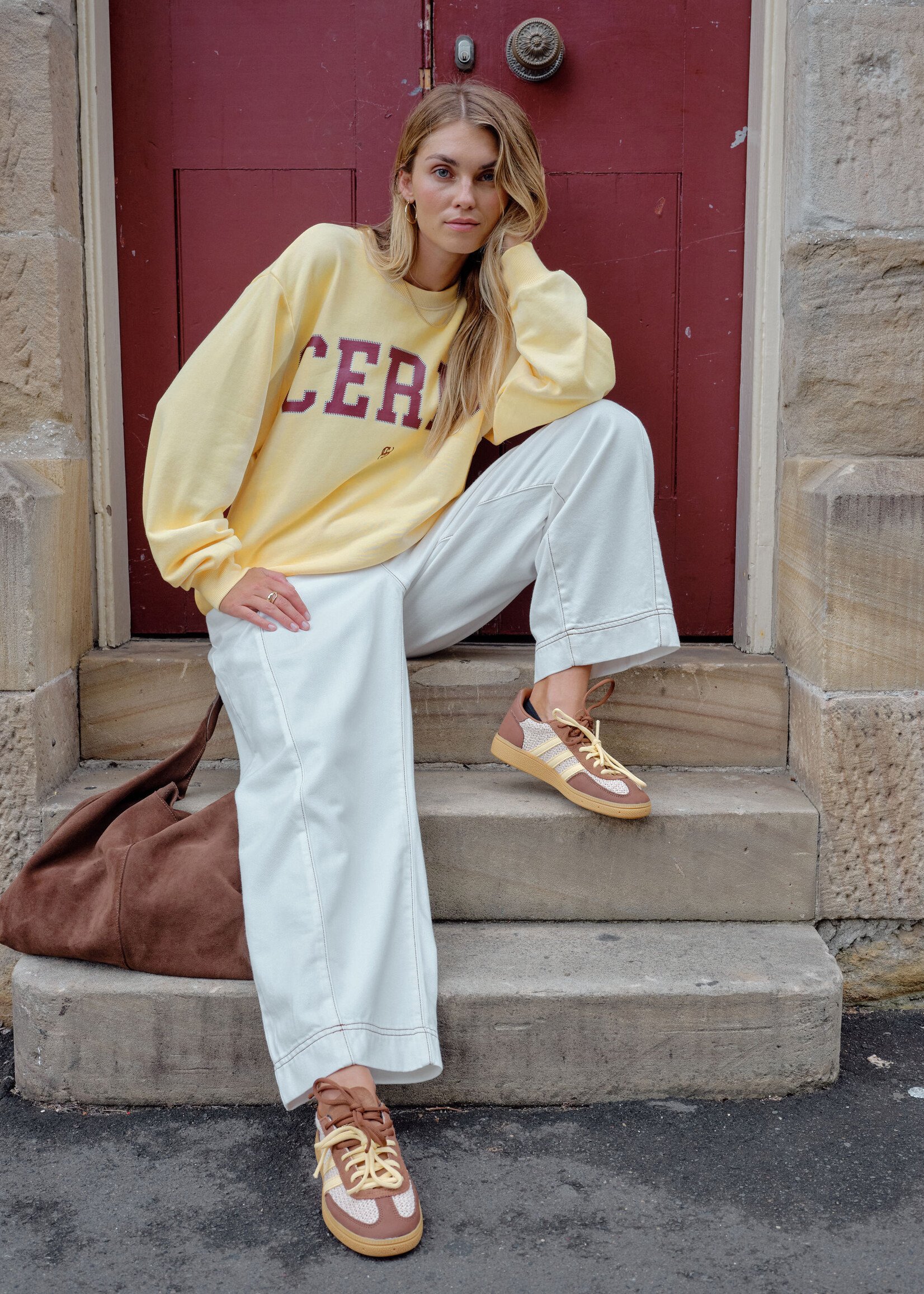 Ceres Life Isla Oversized Slouchy Crew/Butter Washed Heritage Logo