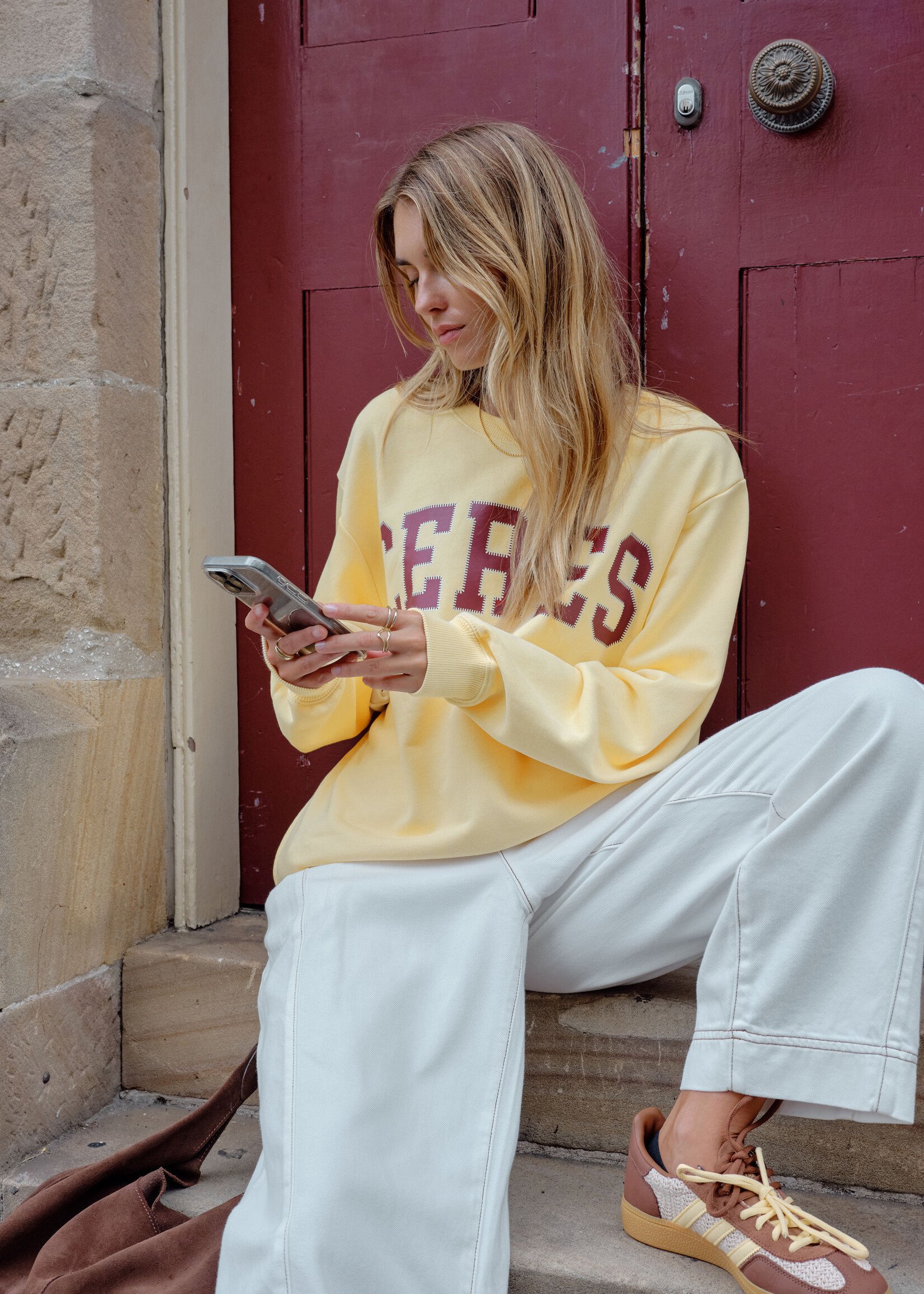 Ceres Life Isla Oversized Slouchy Crew/Butter Washed Heritage Logo
