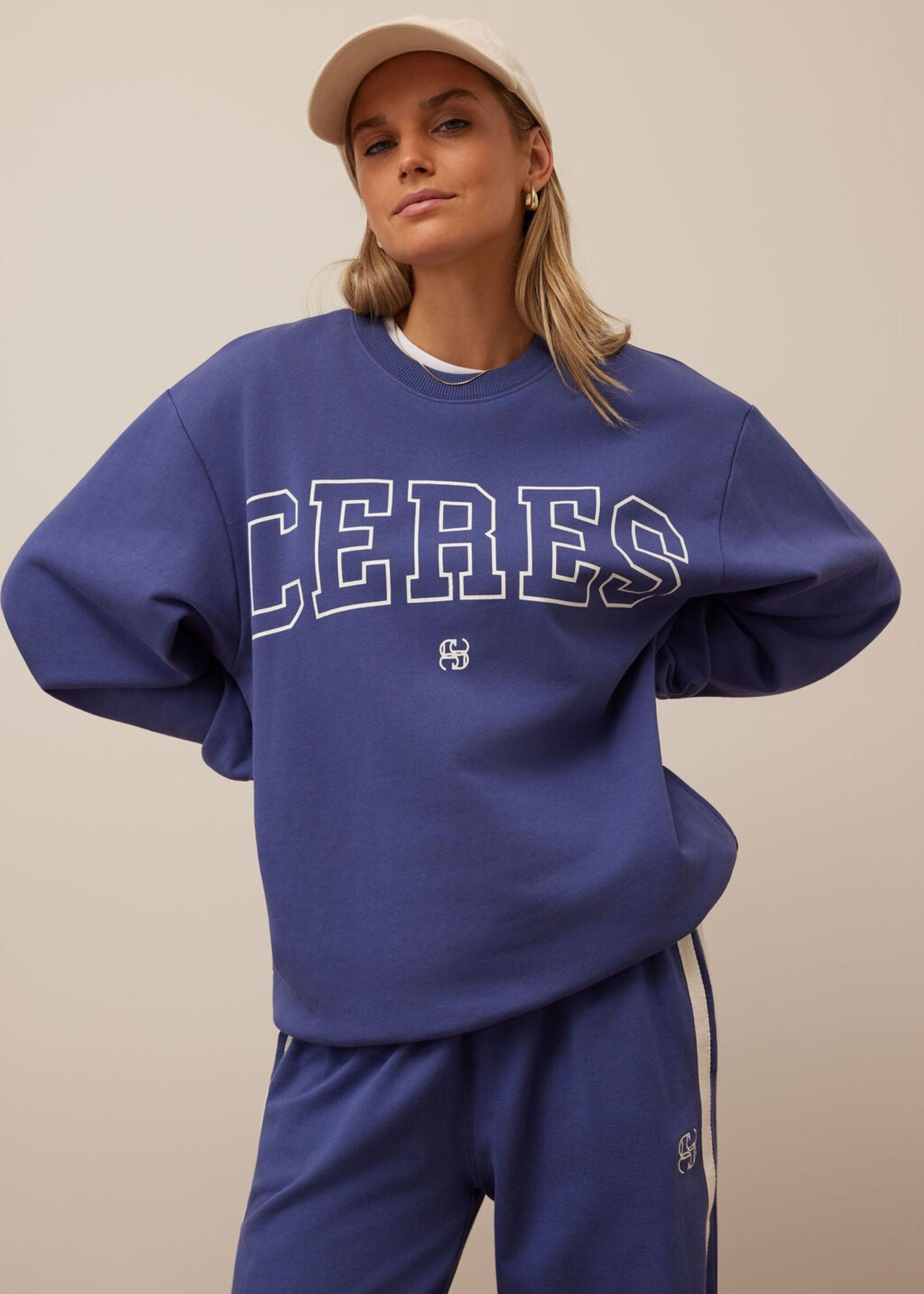 Ceres Life Isla Oversized Slo/Washed Navy White Heritage Logo