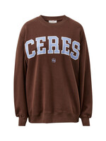 Ceres Life Isla Oversized Slouchy Crew/ Brunette Brown Buff Sky Blue Heritage Logo