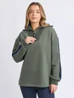 Foxwood Knit Collar Crew - Khaki