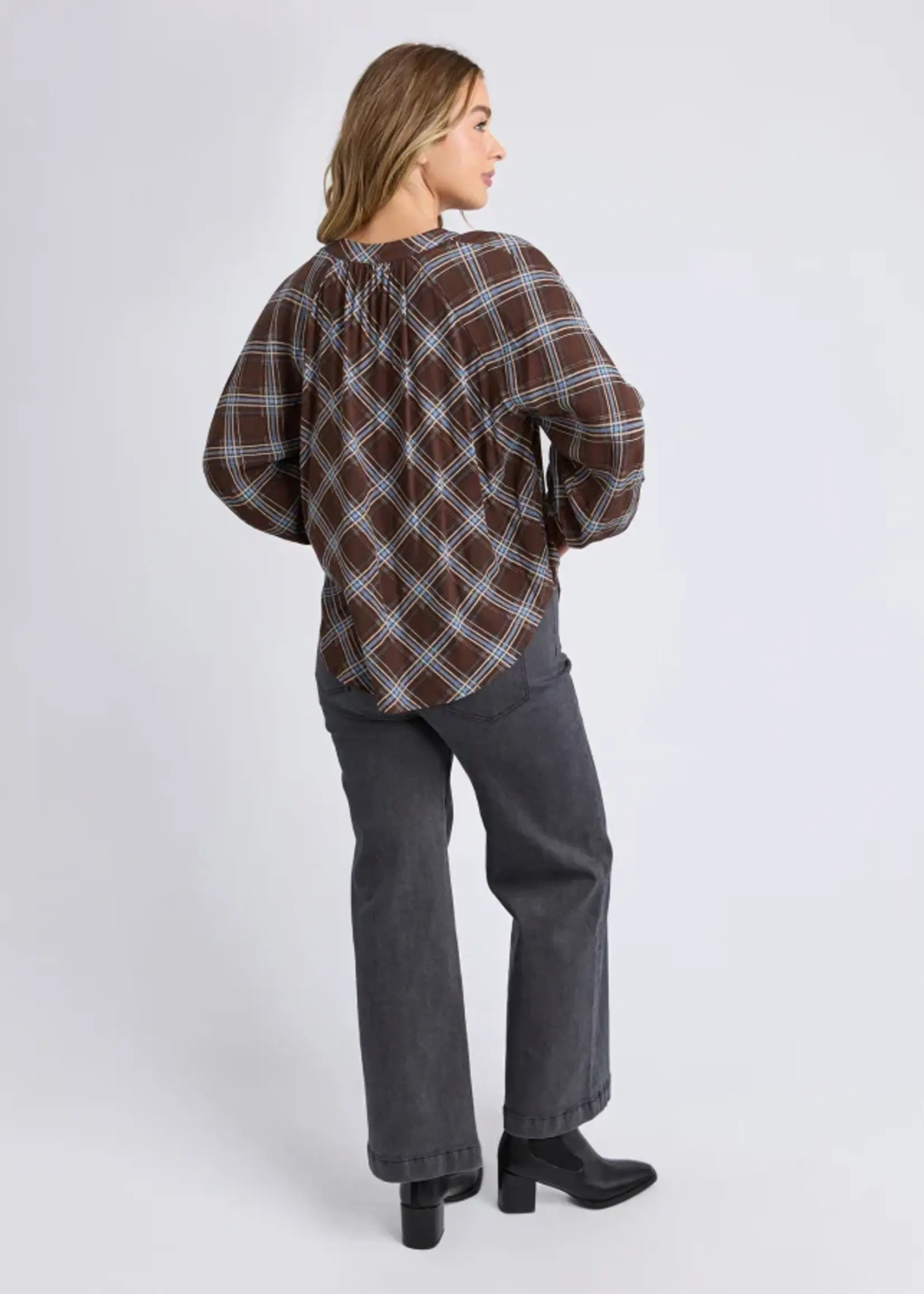 Foxwood Edison Check Top - Chocolate