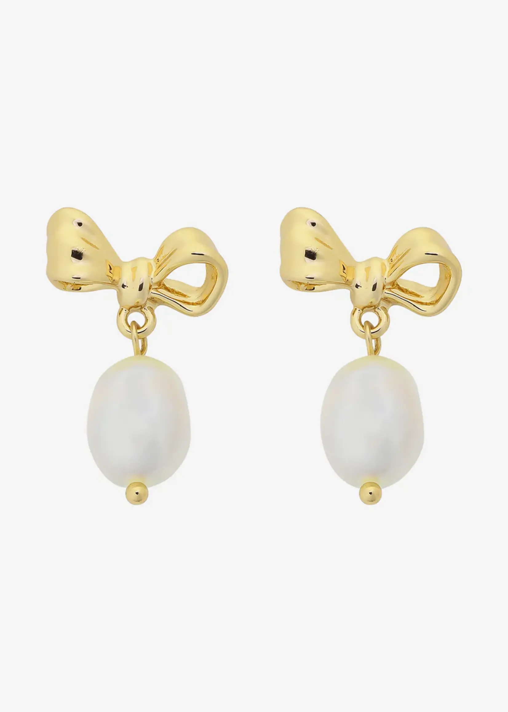 Liberte Alice Gold Bow Pearl Earring
