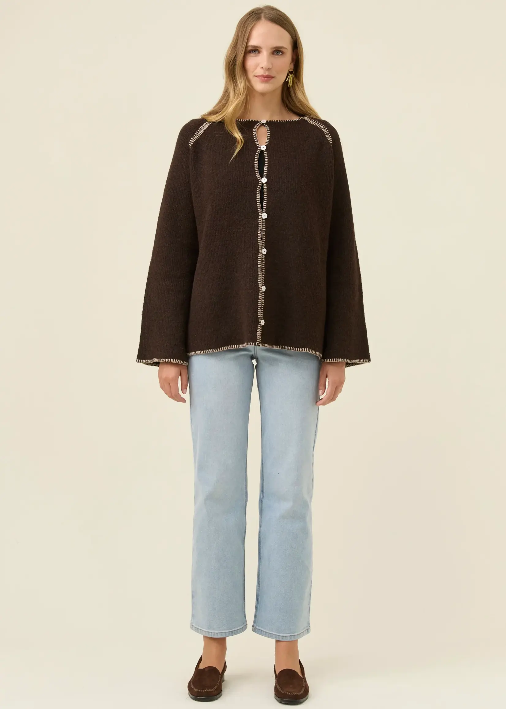 Isle of Mine Athena Button Cardigan - Chocolate