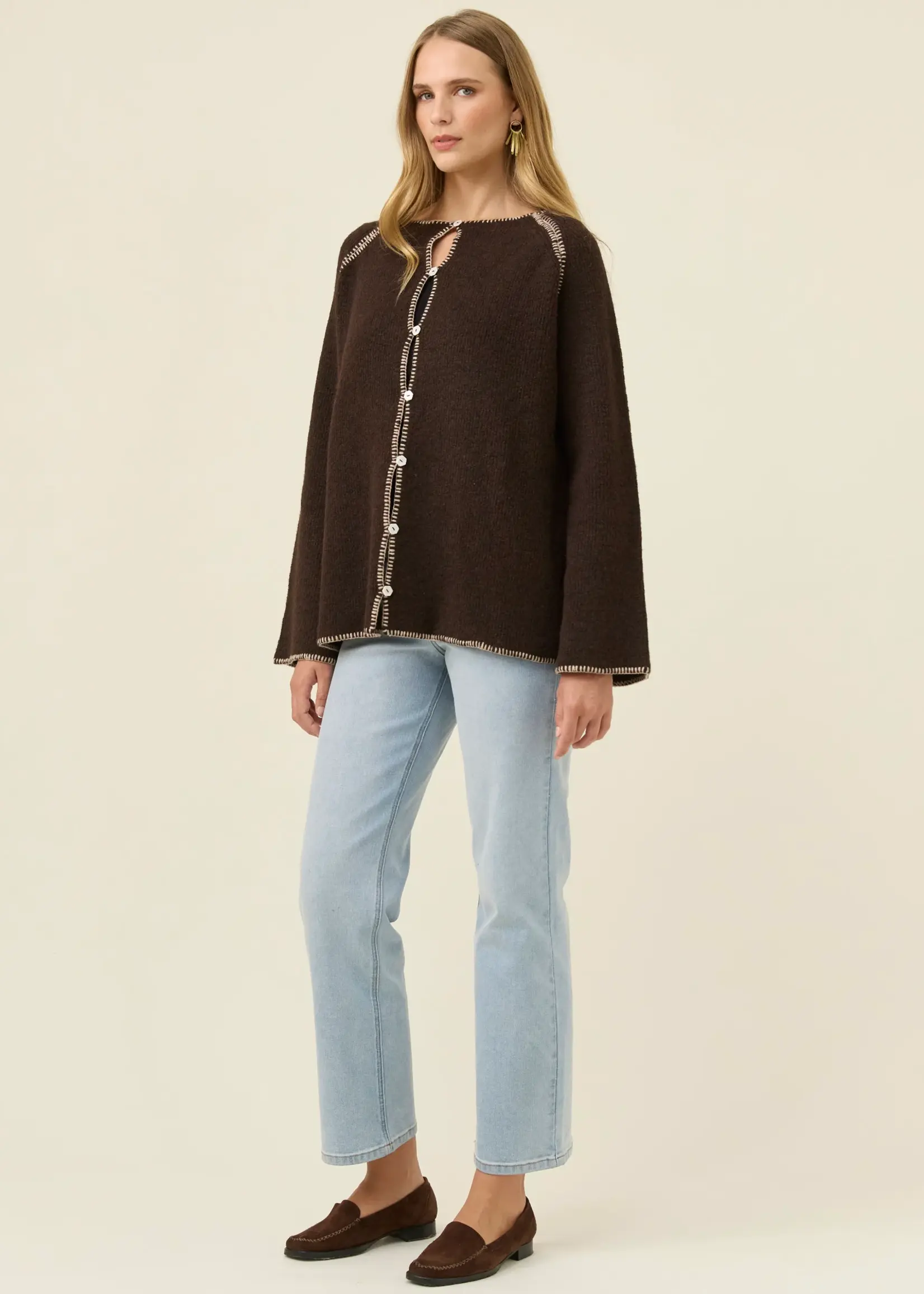Isle of Mine Athena Button Cardigan - Chocolate