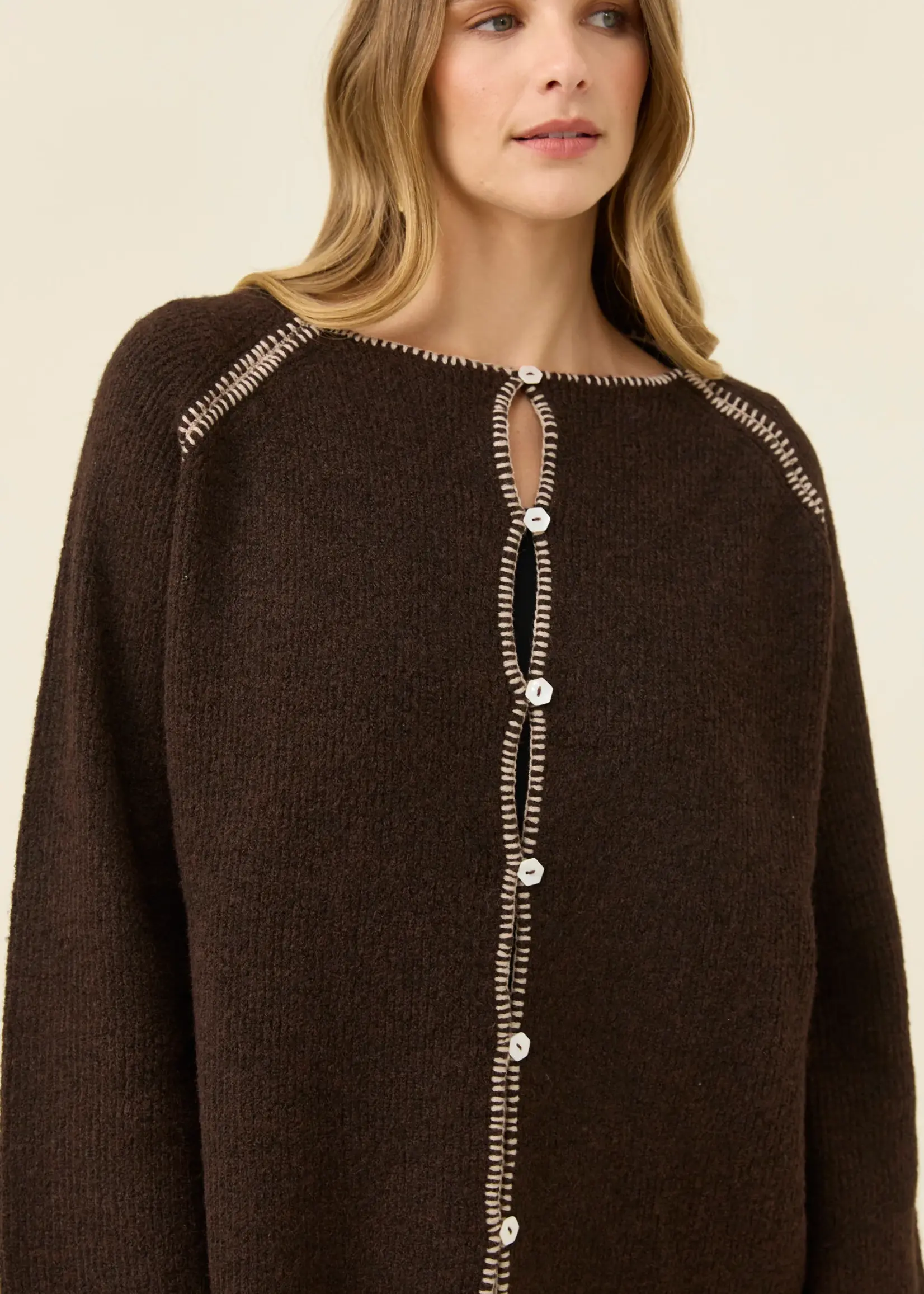 Isle of Mine Athena Button Cardigan - Chocolate