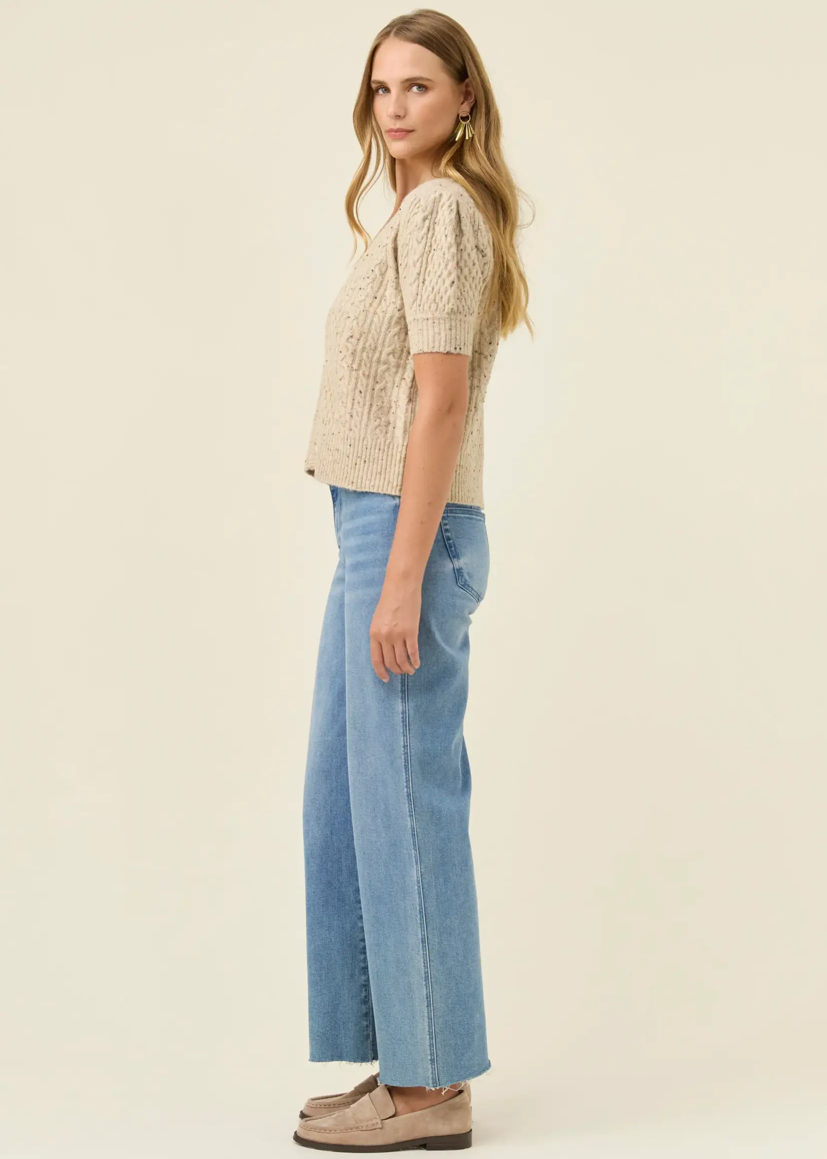 Isle of Mine Mckenna Short Sleeve Cardigan - Stone